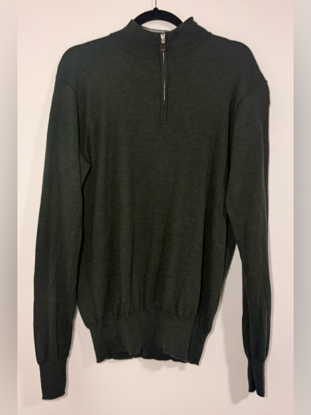 Peter Millar Sweater Mens Half Zip Merino Wool Mock Neck Size Medium M Green
